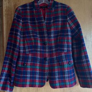 Talbots Red and Blue Plaid Blazer